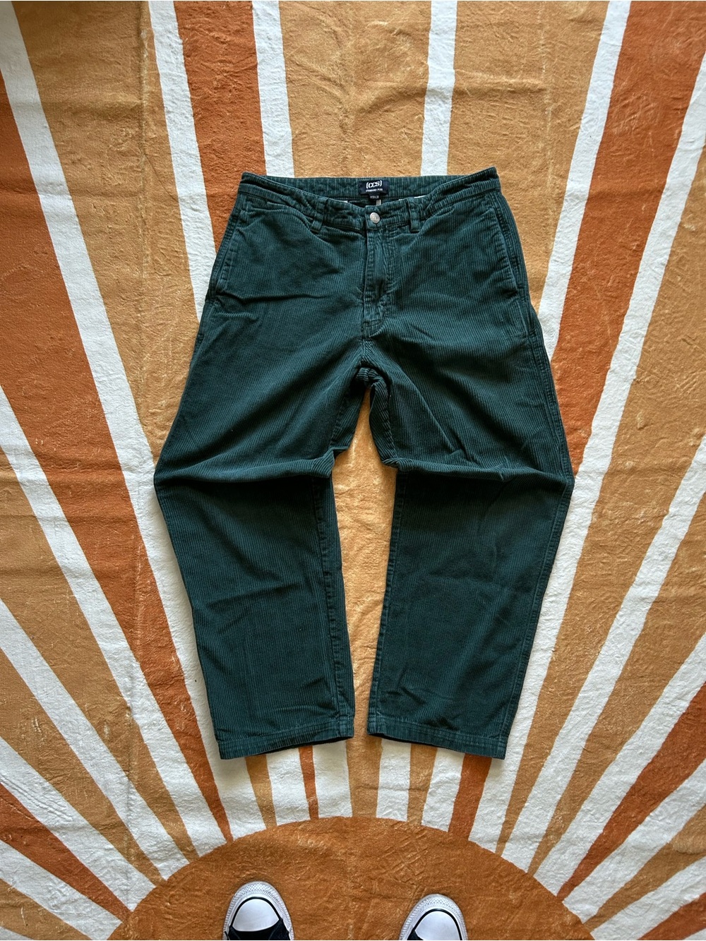 Men's Dark Green Corduroy Pants – Classic Relaxed Fit